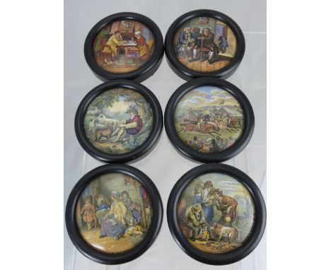 A Quantity of Vintage Pot Lids, including 'Dr Johnson', 'The Derby', 'Hide and Seek', 'A Pair', 'Pastoral Scene', 'Lend a Bit