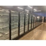 3 Hussmann Model RLT-5 Five Door Freezers. 15 Doors in Total - No Condensing Unit