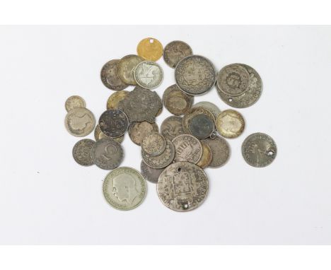 A collection of mainly British pre decimal pre 1920 silver coins to include a selection of early maundy examples together wit