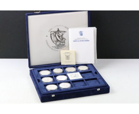 A collection of thirty three silver proof coins to include the 'Ships &amp; Explorers' coins complete with COA's, all encapsu