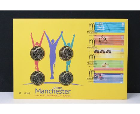 A Royal Mint / Royal Mail Manchester Commonwealth Games 2002 £2 Coin Stamp cover, with four £2 coins. no.10308