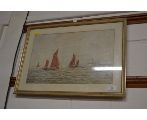 G S Walters watercolour seascape of fishing boats 