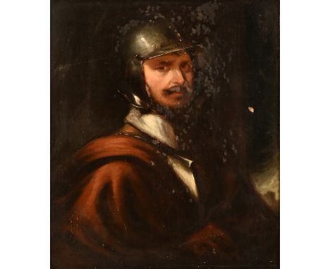 In the manner of Robert Walker (1599-1658), portrait of a civil war soldier wearing armour and a brown cloak, head and should