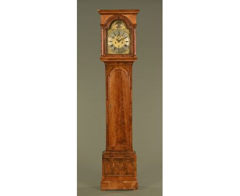 A Georgian walnut longcase clock, with eight day striking five pillar movement by Cornelius Herbert London Bridge, with long 