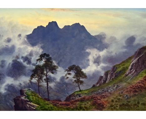 Donald A Paton (Edward Horace Thompson 1879-1949), a watercolour "Evening Mists" after rain Isle of Skye.  24 cm x 34 cm, fra