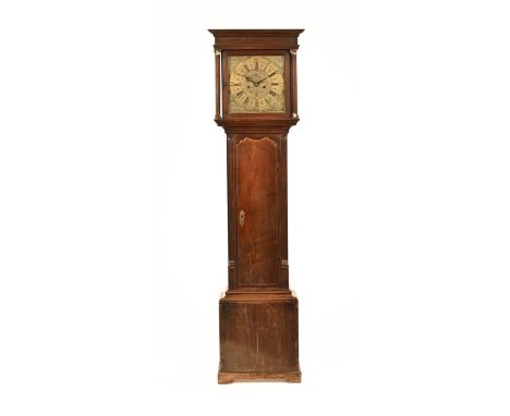 A George III mahogany longcase clock by John Smith Chester, with brass dial and two train striking movement, the trunk with f