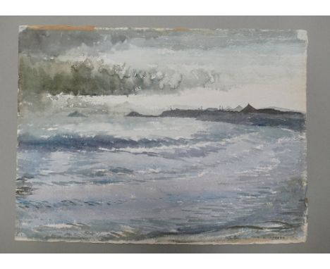 Reginald George HAGGAR (1905–1988) Coastal Seascape with buildings visible to the shore. Watercolour on paper, unmounted. Sig