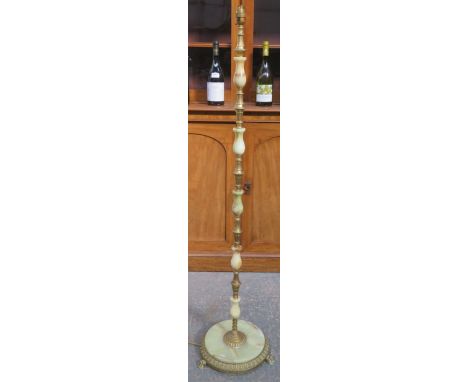 GILT METAL AND ONYX STANDARD LAMP 