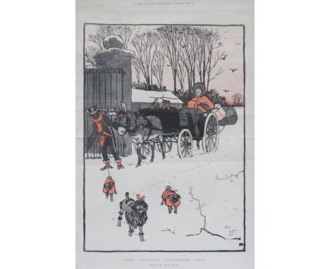 CECIL ALDIN FRAMED PRINT- AUNT TABITHA'S CHRISTMAS VISIT, APPROXIMATELY 47cm x 32cm