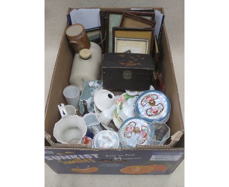 LARGE QUANTITY OF SUNDRY CERAMICS, GLASS, PHOTO FRAME AND JAPANESE TEA CADDY, ETC. 