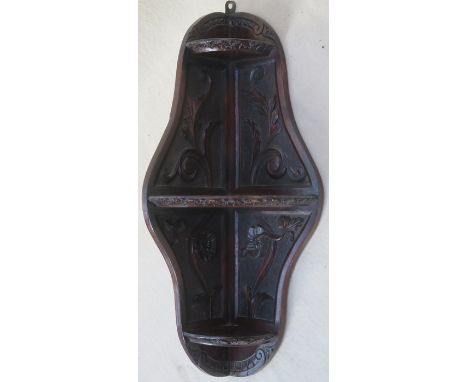 SMALL CARVED ART NOUVEAU STYLE CORNER WALL MOUNTING SHELF 