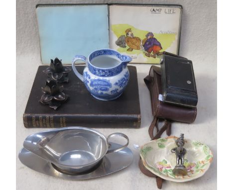 SUNDRY LOT INCLUDING VICTORIAN SCRAP ALBUM, VOLUME, KODAK CAMERA AND COPELAND SPODE JUG, ETC. 