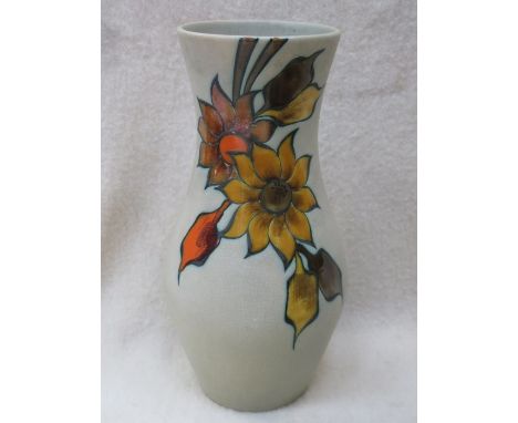 FLORA GOUDA ASTER CRACKLE GLAZED AND FLORAL DECORATED CERAMIC VASE, No1722, APPROXIMATELY                                    