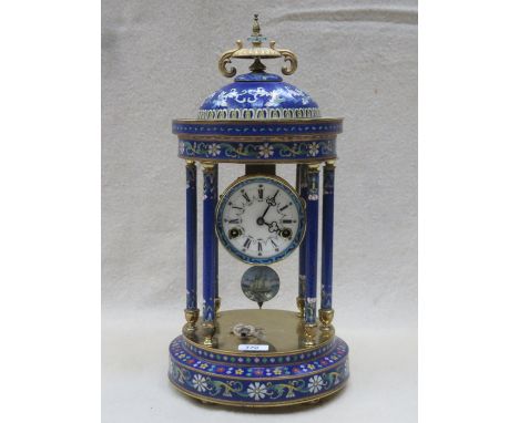JAPANESE CLOISONNE LARGE CIRCULAR MANTLE CLOCK WITH ENAMELLED DIAL, APPROXIMATELY 53cm HIGH 