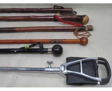 PARCEL OF VINTAGE NOVELTY WALKING STICKS AND SHOOTING STICK.