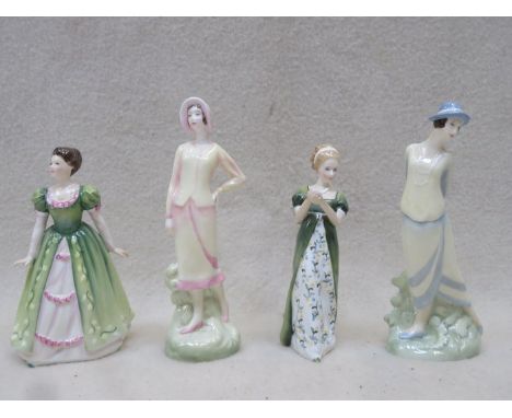 FOUR ROYAL DOULTON GLAZED CERAMIC FIGURES- ELIZA HN3799 (AT FAULT), SOPHIE HN3792, VENETA HN2722 (AT FAULT) AND GEMMA HN3661 