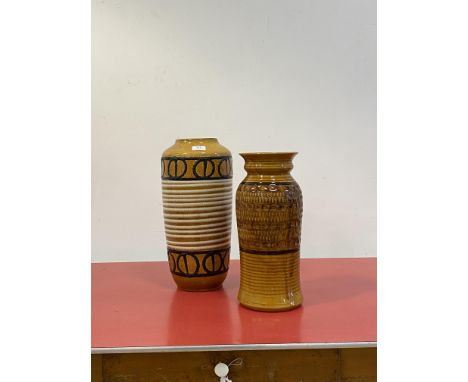 Two 1970's West German ribbed ceramic vases H45cm