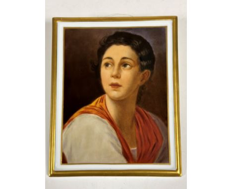 An early 20thc Rosenthal porcelain portrait of a lady, painted after A.R. Mengs 1728-1770. (unframed, no signs of repair or d