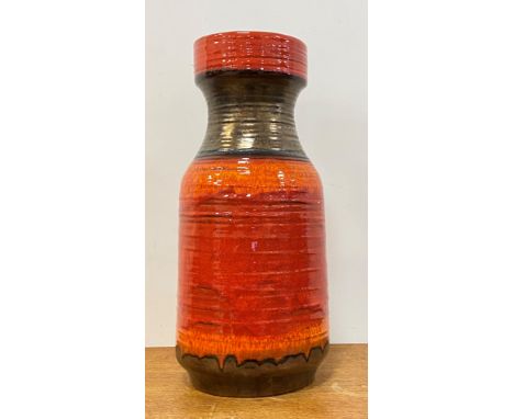 A 1970's West German ceramic vase in a red and brown under glaze H40cm