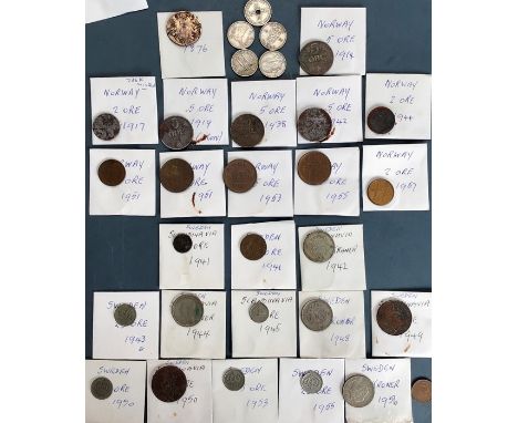 Large Scandinavia Coin Collection of Denmark, Sweden &amp; Norway includes Denmark 1780 one skilling, Danish West Indies 1859