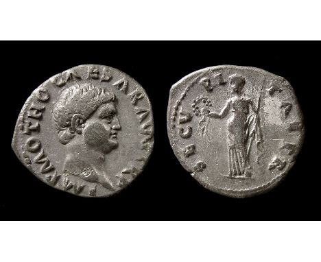 Otho Silver Denarius. January - April AD 69. Silver, 3.27 grams. 19 mm. Obverse: Bare head right, IMP M OTHO CAESAR AVG TR P.