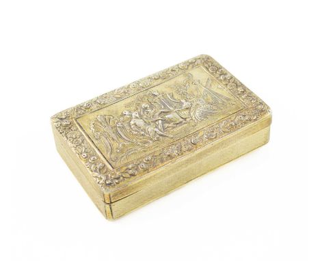 A George III silver-gilt snuff box, by Daniel Hockley, London 1817,rectangular form, foliate border and engine-turned decorat