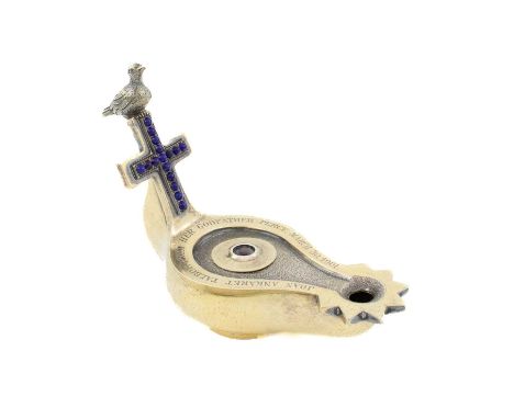 An Edwardian silver-gilt oil lamp,by Thomas William Daniels, London 1901,antique oil lamp form, with a raised cross to one en