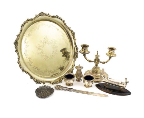 A mixed lot of Maltese silver items,comprising: a letter knife, the terminal with a pierced Maltese cross and foliate decorat