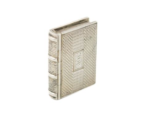 A William IV silver book vinaigrette,by Taylor &amp; Perry, Birmingham 1832,rectangular book form, engine-turned decoration, 