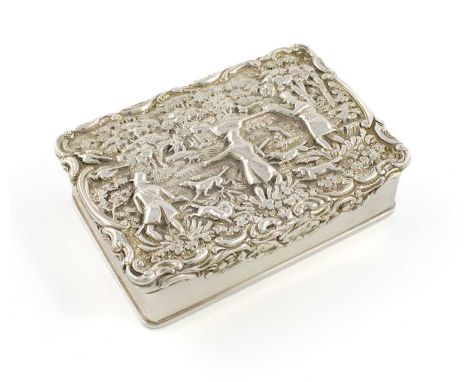 A William IV silver presentation snuff box, by Charles Rawlings &amp; William Summers, London 1833,rectangular form, scroll b