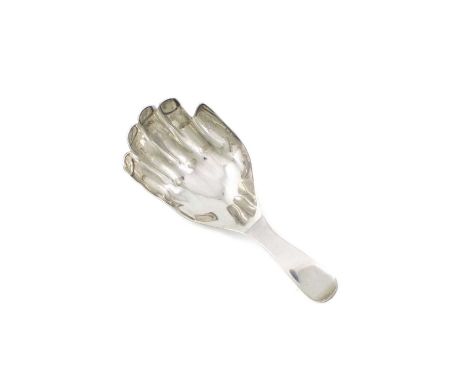 A George III silver right-hand caddy spoon, by Eley and Fearn, London 1800, Old English pattern handle, plain terminal, lengt