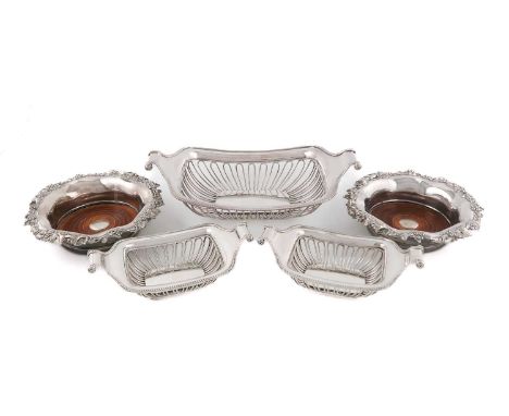 A suite of three Edwardian silver baskets,by Harrison Brothers &amp; Howson, Sheffield 1901,with shaped wire work body and sc