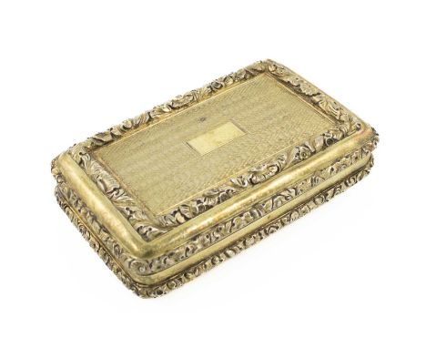 A George IV silver-gilt snuff box, by Ledsam &amp; Vale, Birmingham 1820,rectangular form, chased foliate scroll borders with