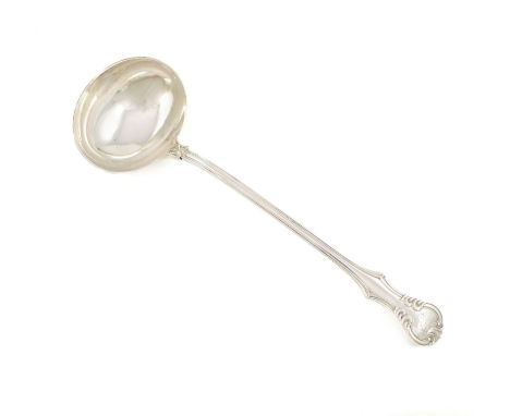 A Victorian silver Victoria pattern soup ladle,by James &amp; Josiah Williams, Exeter 1862,with an engraved initial to the te