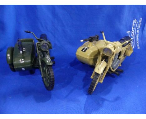Action Man; A late 1970's German Motorcycle and Machine Gun Sidecar, in sand, the registration plate reading 'WL 749488' toge