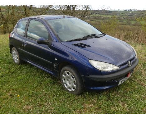 2003 Peugeot 206 3-door hatch-back, petrol, manual, blue, the odometer showing 86,427 miles, reg. N55GET, MOT valid until 23.