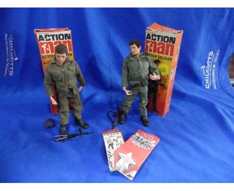 Action Man; A pair of boxed 'Action Soldier' figures, both with brown flock heads (2) 