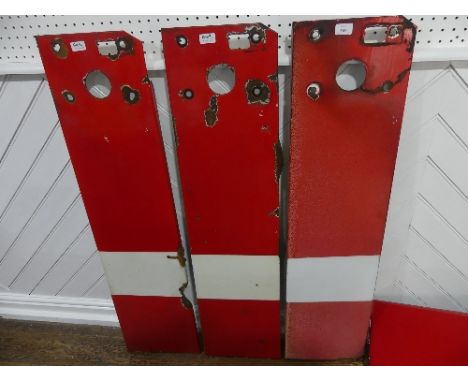 Railwayana; Three BR red and white enamel home Signal Arms, some losses to enamel (3)