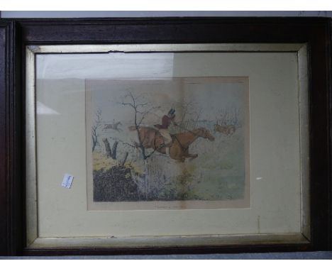 After Henry Alken; a set of four Aquatint Prints, all depicting horse scenes, titled 'Going Down A Difficulty', 'Going to Cov