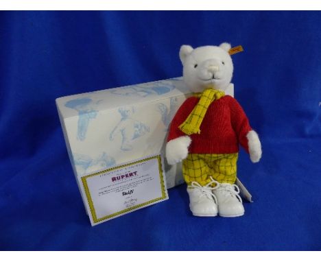 Steiff; 'Rupert Bear', 662782, with original tags and card certificate, in an associated Steiff box.