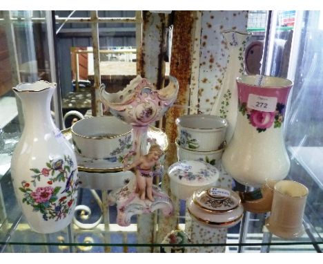 A large quantity of Mixed Ceramics, includingnine trinket boxes by Limoges, Worcester, Wedgwood etc, four Vases, by Aynsley a