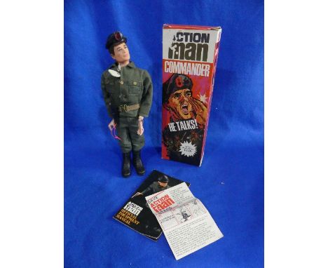 Action Man; A boxed early 1970's Commander 'He Talks' Figure, with brown flock head but still with hard hands (1970-1972 mode