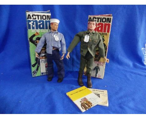 Action Man; A boxed 1960's Action Sailor figure, with auburn hair, together with a boxed 1960's Auction Soldier figure (2)