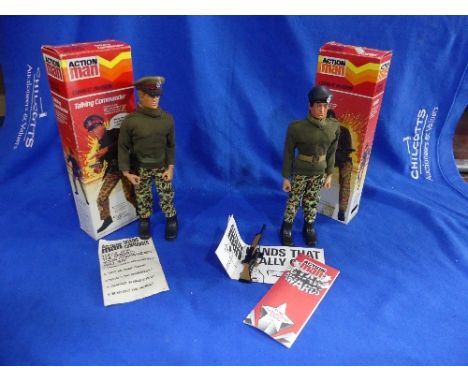 Action Man; A boxed 1983 'Talking Commander' figure, with blond flock head, complete with dog tag and functioning voice box, 