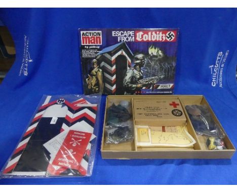 An Action Man 40th Anniversary 'Escape from Colditz' set, appears complete and contents mostly unopened.