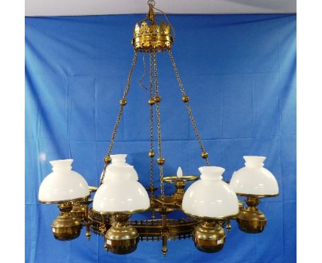 A Victorian Gothic brass Corona Lucis / Chandelier, probably by John Hardman &amp; Co. New Hall Birmingham*, the upper tier i