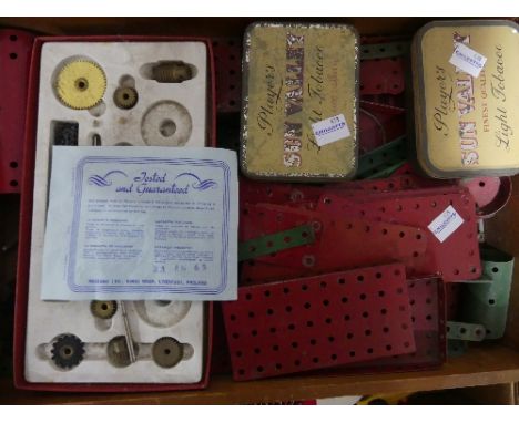 Scalextric, a quantity of vintage racing cars, track and accessories, together with a quantity of Meccano, green and red (a l