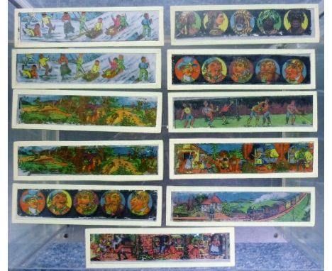 A collection of Victorian Magic lantern Slides, 22 in total depicting Nursery Rhymes, including Jack and Jill, Little Red Rid