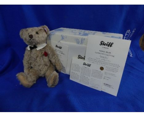 Steiff; 'Comme d'Habitude', 673764, sand, 30cm, musical bear, limited edition no. 109 / 1500, boxed, with certificate.