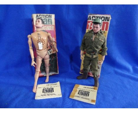 Action Man; A boxed 1966 Action Soldier figure, together with a late 1960's boxed (talking) Commander figure, lacks uniform a